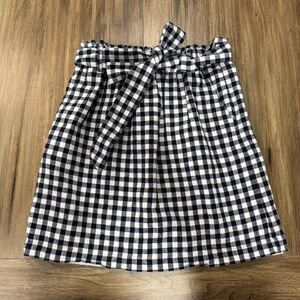 J. Crew Mini Skirt Gingham Plaid Tie Linen Cotton Paper-bag Women Size XS